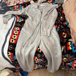 Cozy Hooded Gray Jumpsuit Romper